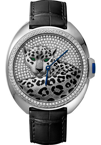 Cartier Clé de Cartier Watch - 40 mm White Gold Diamond Case - White Gold Dial - Black Alligator Strap
