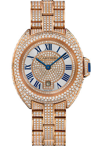 Cartier Clé de Cartier Watch - 31 mm Pink Gold Diamond Case - Pink Gold Diamond Dial - Diamond Bracelet
