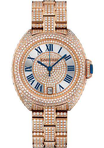 Cartier Clé de Cartier Watch - 35 mm Pink Gold Diamond Case - Pink Gold Diamond Dial - Diamond Bracelet