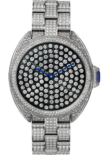 Cartier Clé de Cartier Serti Vibrant Limited Edition of 30 Watch - 40 mm White Gold Diamond Case - White Gold Nac-Treated Dial - Diamond Bracelet