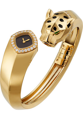 Cartier Panthère de Cartier Bangle Watch - 18 mm Yellow Gold Case - Black Dial - Size 16 Bracelet