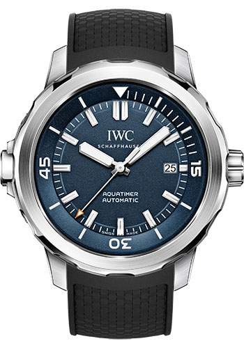 IWC Aquatimer Automatic Expedition Jacques-Yves Cousteau Special Edition Watch - 42 mm Stainless Steel Case - Blue Dial - Black Rubber Strap