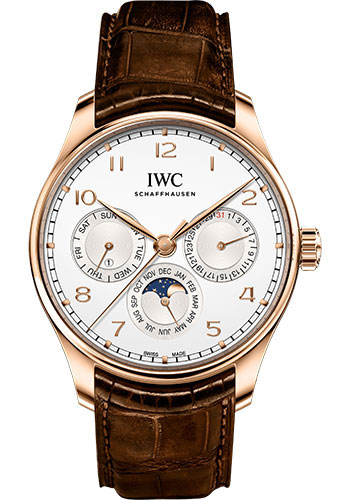 IWC Portugieser Perpetual Calendar 42 - 18K 5N Gold Case - Silver-Plated Dial