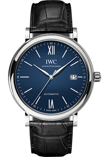 IWC Portofino Automatic Edition 150 Years Limited Edition of 2000 Watch - 40.0 mm Stainless Steel Case - Blue Dial - Black Alligator Strap