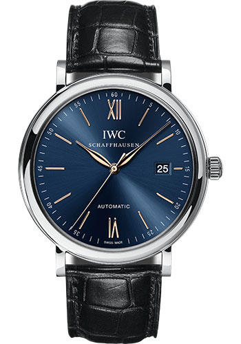 IWC Portofino Automatic Watch - 40.0 mm Stainless Steel Case - Blue Dial - Black Alligator Strap