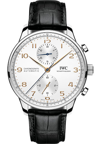 IWC Portugieser Chronograph Watch - 41.0 mm Stainless Steel Case - Silver Dial - Black Alligator Strap
