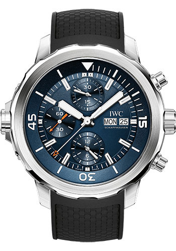 IWC Aquatimer Chronograph Expedition Jacques-Yves Cousteau Special Edition Watch - 44 mm Stainless Steel Case - Blue Dial - Black Rubber Strap