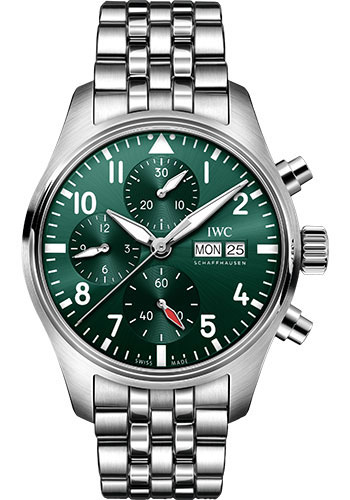IWC Pilot's Watch Chronograph 41 - Stainless Steel Case - Green Dial - Stainless Steel Bracelet