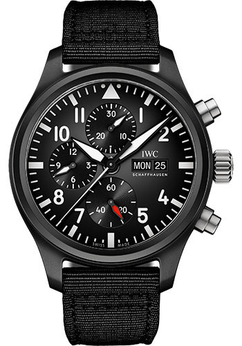 IWC Pilot's Watch Chronograph TOP GUN Day-Date - Black Ceramic - 44.5 mm Ceramic Case - Black Dial - Black Textile Strap
