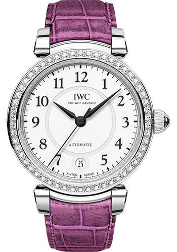 IWC Da Vinci Automatic 36 Watch - 36.0 mm Stainless Steel Case - Silver Dial - Raspberry Pink Alligator Strap