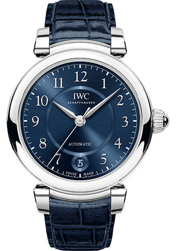 IWC Da Vinci Automatic 36 Watch - 36.0 mm Stainless Steel Case - Blue Dial - Blue Alligator Strap