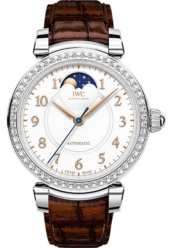 IWC Da Vinci Automatic Moon Phase 36 Watch - 36.0 mm Stainless Steel Case - Silver Dial - Dark Brown Alligator Strap