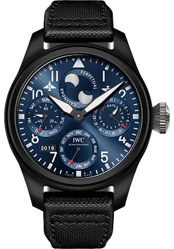 IWC Big Pilot's Watch Perpetual Calendar Edition Rodeo Drive - 46.5 mm Ceramic Case - Blue Dial - Black Calfskin Strap
