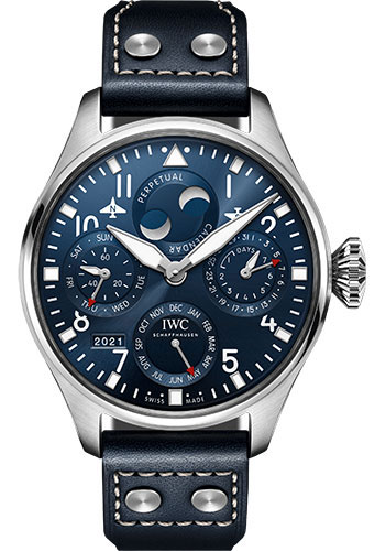 IWC Big Pilot’s Watch Perpetual Calendar - Stainless Steel Case - Blue Dial - Blue Calfskin Strap