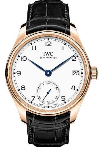IWC Portugieser Hand-Wound Eight Days Edition 150 Years Limited Edition of 250 Watch - 43.2 mm 5N Gold Case - White Dial - Black Alligator Strap