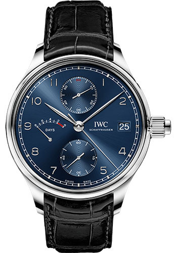 IWC Portugieser Hand-Wound Monopusher Edition Laureus Sport for Good Watch - 46.0 mm Stainless Steel Case - Blue Dial - Black Alligator Strap