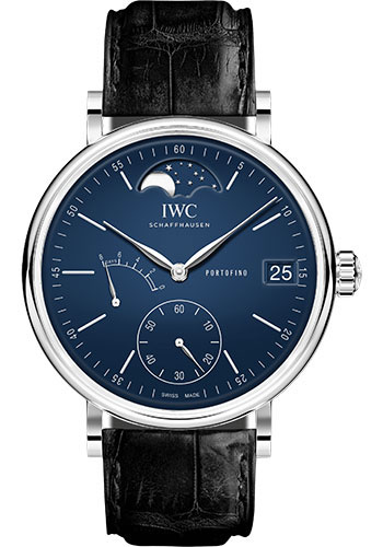 IWC Portofino Hand-Wound Moon Phase Edition 150 Years Limited Edition of 350 Watch - 45.0 mm Stainless Steel Case - Blue Dial - Black Alligator Strap