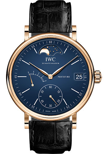 IWC Portofino Hand-Wound Moon Phase Edition 150 Years Limited Edition of 150 Watch - 45.0 mm 5N Gold Case - Blue Dial - Black Alligator Strap