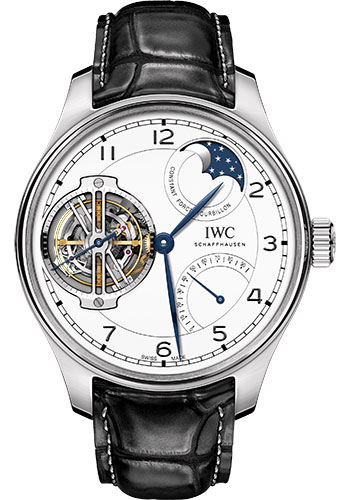 IWC Portugieser Constant-Force Tourbillon Edition 150 Years Limited Edition of 15 Watch - 46.0 mm Platinum Case - White Dial - Black Alligator Strap