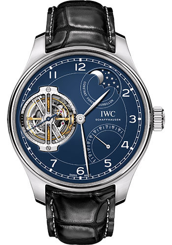 IWC Portugieser Constant-Force Tourbillon Edition 150 Years Limited Edition of 15 Watch - 46.0 mm Platinum Case - Blue Dial - Black Alligator Strap