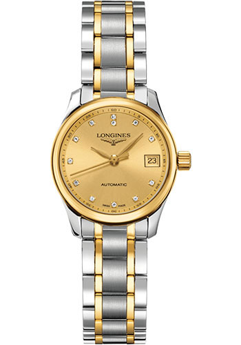 Longines Master Collection Watch - 25.5 mm Steel And Yellow Gold Case - Gilt Diamond Dial - Steel And Yellow Gold Cap 200 Bracelet