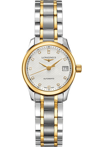 Longines Master Collection Watch - 25.5 mm Steel And Yellow Gold Case - Silver Barleycorn Diamond Dial - Steel And Yellow Gold Cap 200 Bracelet