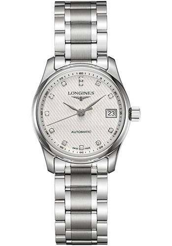 Longines Master Collection Watch - 29 mm Steel Case - Silver Barleycorn Diamond Dial - Bracelet