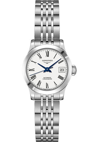 Longines Record collection Watch - 26 mm Steel Case - White Roman Dial - Bracelet