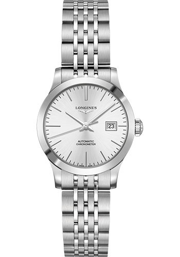 Longines Record collection Watch - 30 mm Steel Case - Silver Dial - Bracelet