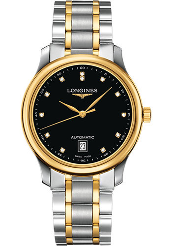 Longines Master Collection Watch - 38.5 mm Steel And Yellow Gold Cap 200 Case - Black Diamond Dial - Bracelet