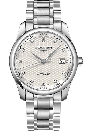 Longines Master Collection Watch - 40 mm Steel Case - Silver Barleycorn Diamond Dial - Bracelet