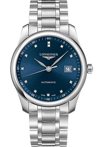 Longines Master Collection Watch - 40 mm Steel Case - Blue Diamond Dial - Bracelet