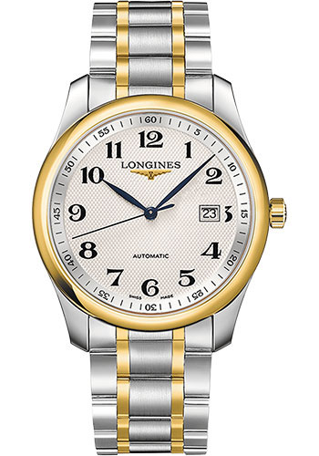 Longines Master Collection Watch - 40 mm Steel And Yellow Gold Cap 200 Case - Silver Barleycorn Arabic Dial - Bracelet