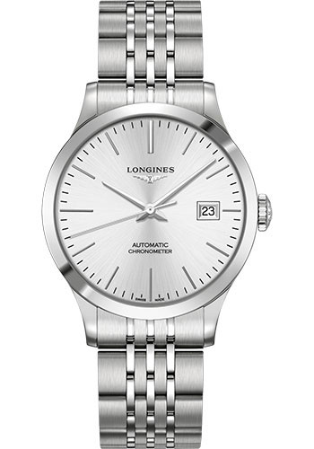 Longines Record collection Watch - 38.5 mm Steel Case - Silver Dial - Bracelet