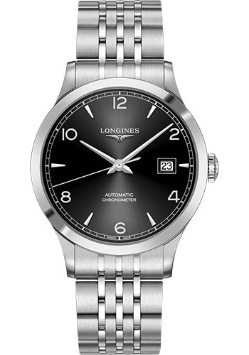 Longines Record collection Watch - 40 mm Steel Case - Black Arabic Dial - Bracelet