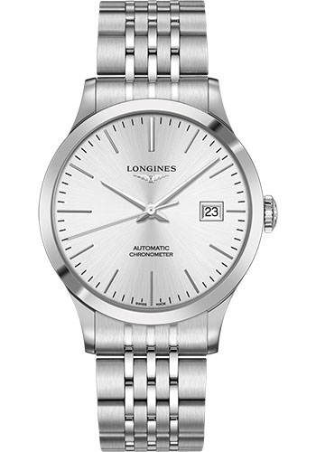 Longines Record collection Watch - 40 mm Steel Case - Silver Dial - Bracelet