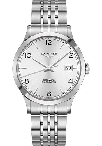 Longines Record collection Watch - 40 mm Steel Case - Silver Arabic Dial - Bracelet