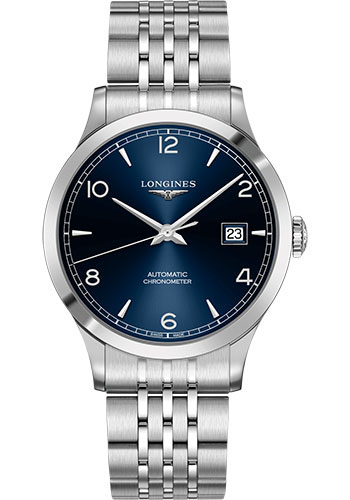 Longines Record collection Watch - 40 mm Steel Case - Blue Arabic Dial - Bracelet