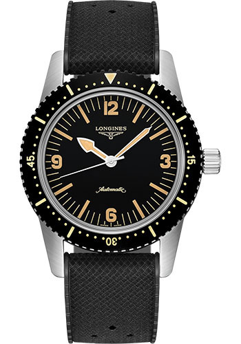 Longines Skin Diver Watch - Black Rubber Strap
