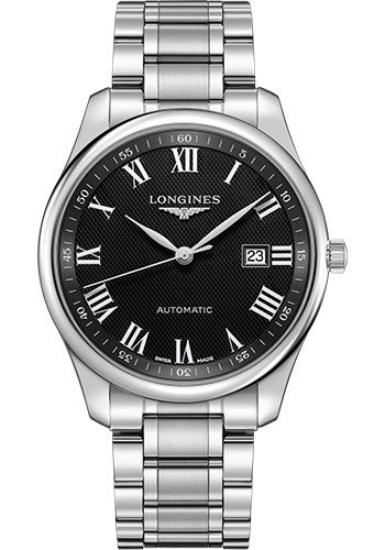 Longines Master Collection Watch - 42 mm Steel Case - Black Barleycorn Roman Dial - Bracelet