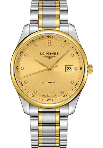 Longines Master Collection Watch - 42 mm Steel And Yellow Gold Cap 200 Case - Gilt Diamond Dial - Bracelet