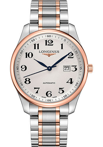Longines Master Collection Watch - 42 mm Steel And Pink Gold Cap 200 Case - Silver Barleycorn Arabic Dial - Bracelet