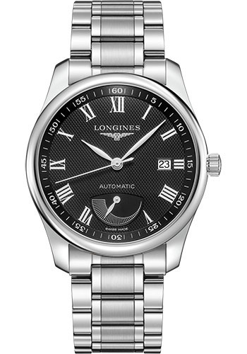 Longines Master Collection Power Reserve Watch - 40 mm Steel Case - Black Barleycorn Roman Dial - Bracelet