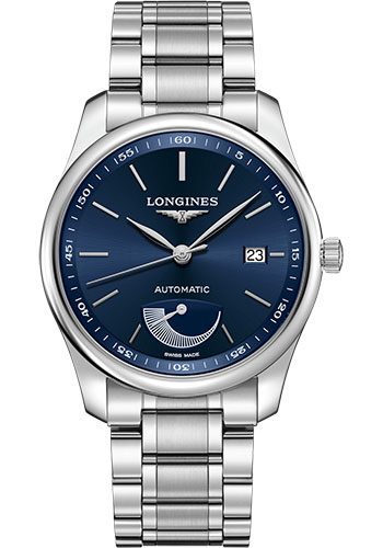 Longines Master Collection Power Reserve Watch - 40 mm Steel Case - Blue Dial - Bracelet