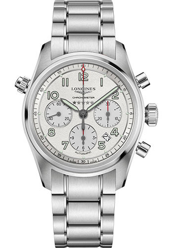 Longines Spirit Chronograph Automatic Watch - 42 mm Steel Case - Silver Arabic Dial - Bracelet