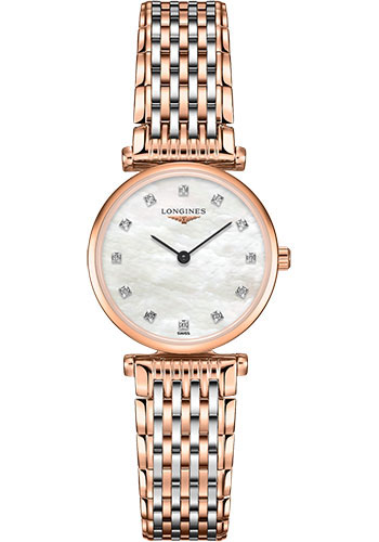 Longines La Grande Classique de Longines Quartz Watch - 24 mm Red PVD Case - White Mother-Of-Pearl Diamond Dial - Steel And Red PVD Bracelet