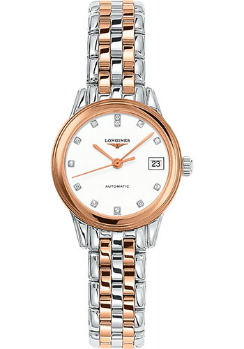 Longines Flagship Watch - 26 mm Steel And Red PVD Case - White Diamond Dial - Bracelet