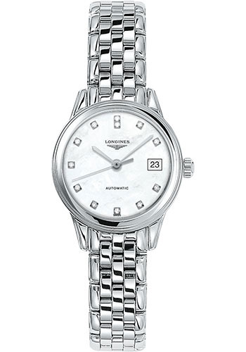 Longines Flagship Watch - 26 mm Steel Case - White Mother-Of-Pearl Diamond Dial - Bracelet