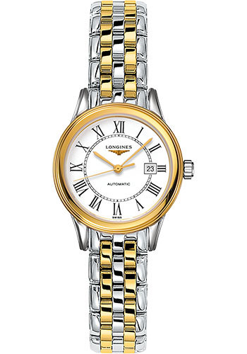 Longines Flagship Watch - 30 mm Steel And Yellow PVD Case - White Roman Dial - Bracelet