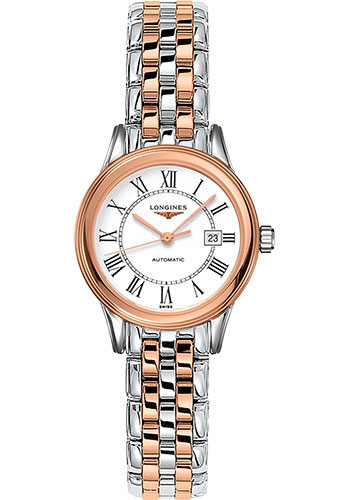 Longines Flagship Watch - 30 mm Steel And Red PVD Case - White Roman Dial - Bracelet